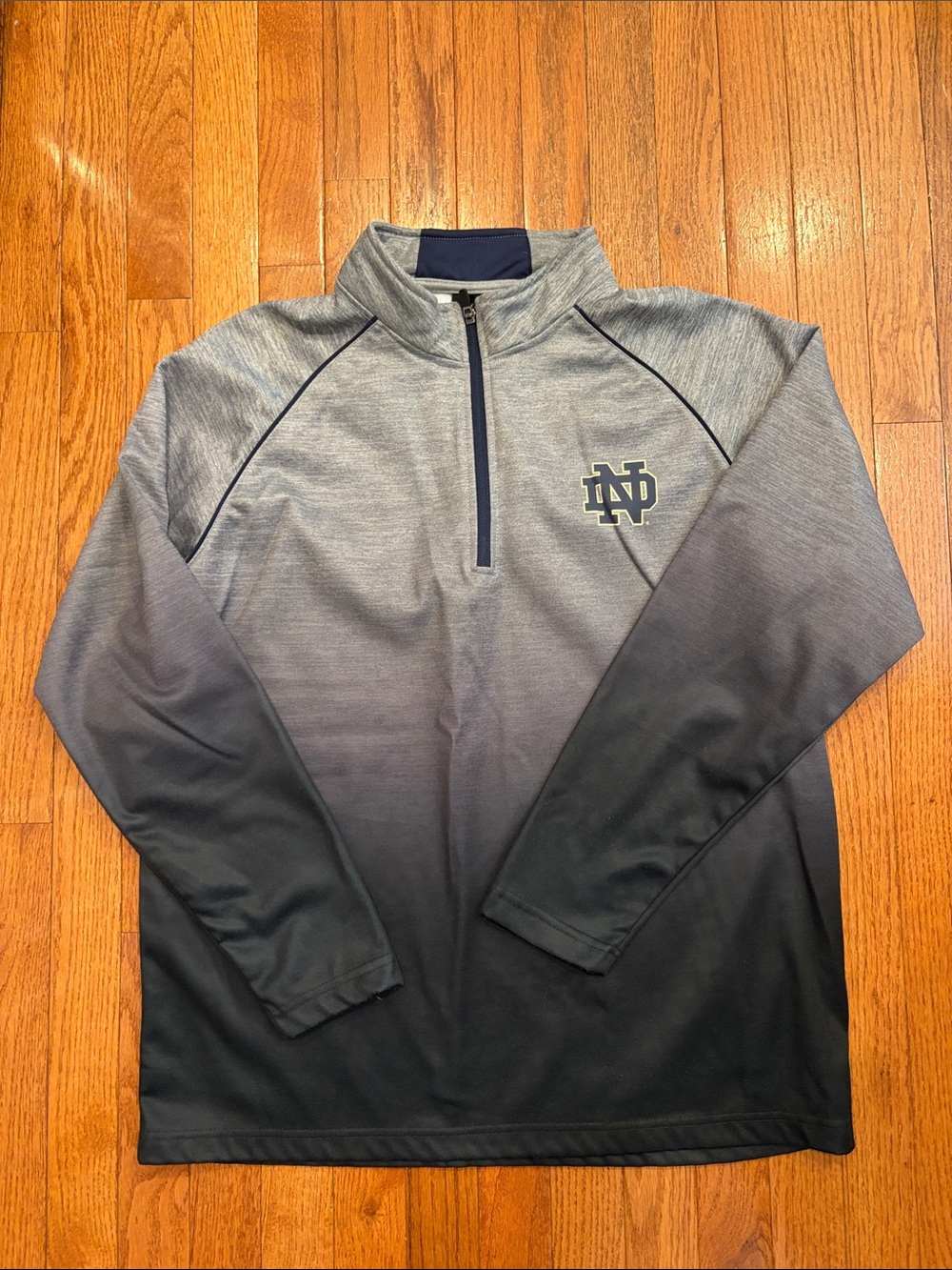Notre Dame Grey-to-Navy Quarter-Zip Pullover Jacket